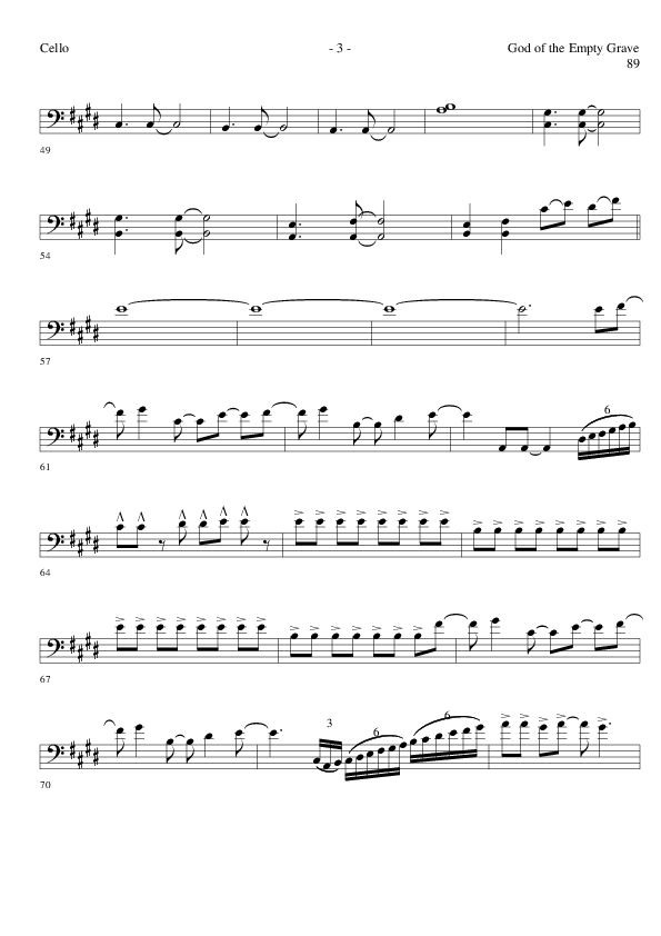 God of the Empty Grave (Choral Anthem SATB) Cello (Lillenas Choral / Arr. David Clydesdale)