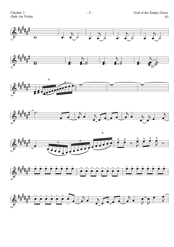 God of the Empty Grave (Choral Anthem SATB) Clarinet 3 (Lillenas Choral / Arr. David Clydesdale)