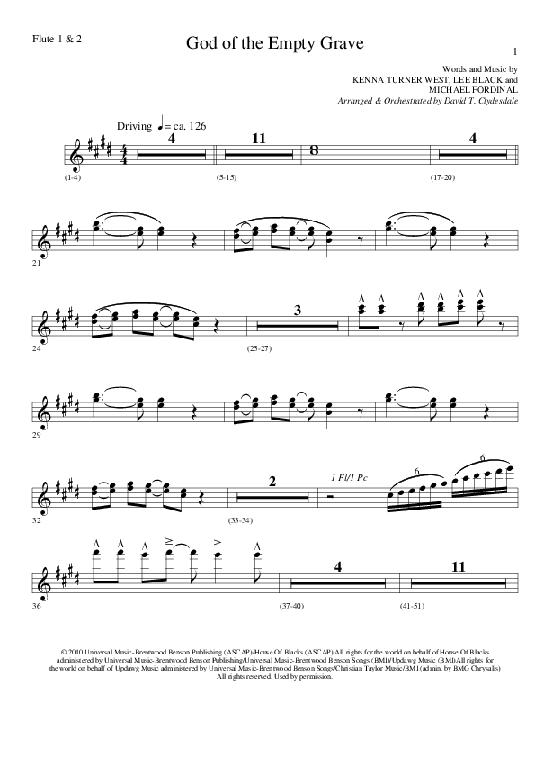 God of the Empty Grave (Choral Anthem SATB) Flute 1/2 (Lillenas Choral / Arr. David Clydesdale)