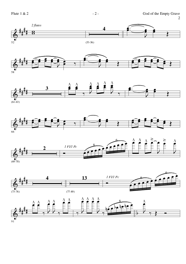 God of the Empty Grave (Choral Anthem SATB) Flute 1/2 (Lillenas Choral / Arr. David Clydesdale)
