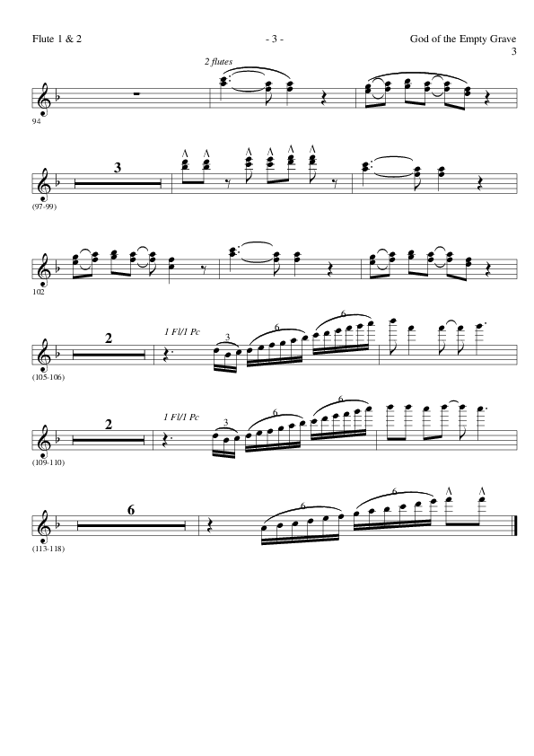 God of the Empty Grave (Choral Anthem SATB) Flute 1/2 (Lillenas Choral / Arr. David Clydesdale)