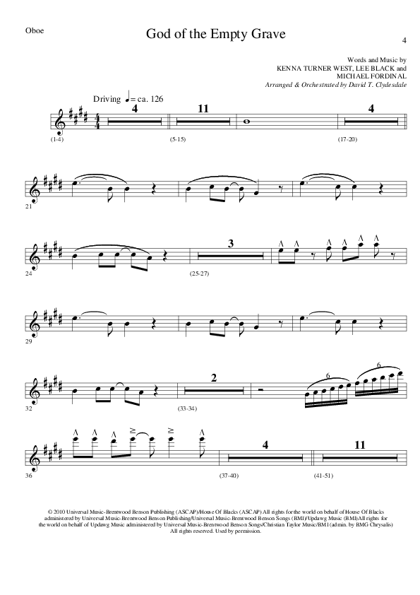 God of the Empty Grave (Choral Anthem SATB) Oboe (Lillenas Choral / Arr. David Clydesdale)