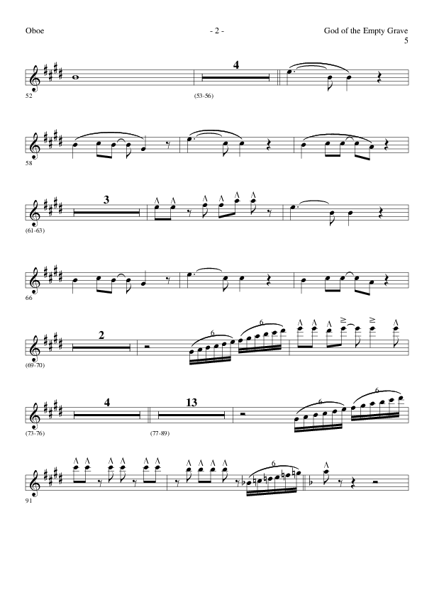 God of the Empty Grave (Choral Anthem SATB) Oboe (Lillenas Choral / Arr. David Clydesdale)