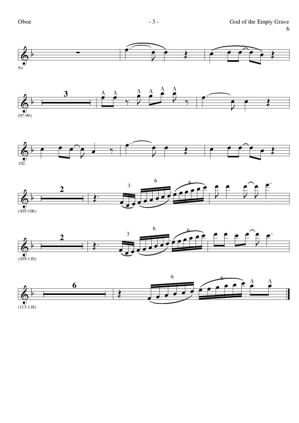 God of the Empty Grave (Choral Anthem SATB) Oboe (Lillenas Choral / Arr. David Clydesdale)