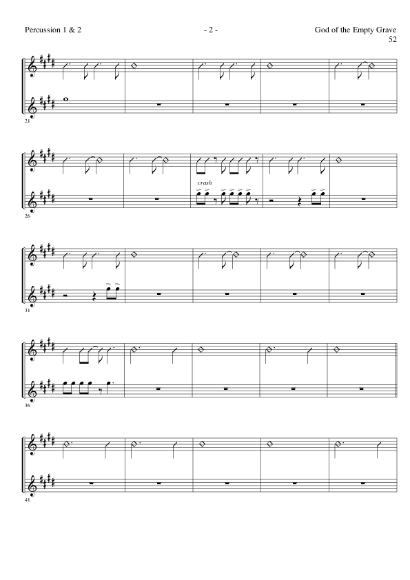 God of the Empty Grave (Choral Anthem SATB) Percussion 1/2 (Lillenas Choral / Arr. David Clydesdale)
