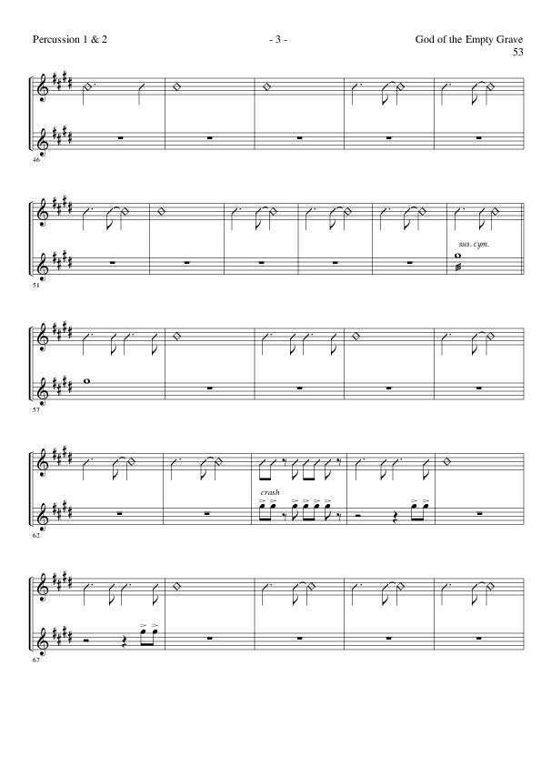 God of the Empty Grave (Choral Anthem SATB) Percussion 1/2 (Lillenas Choral / Arr. David Clydesdale)