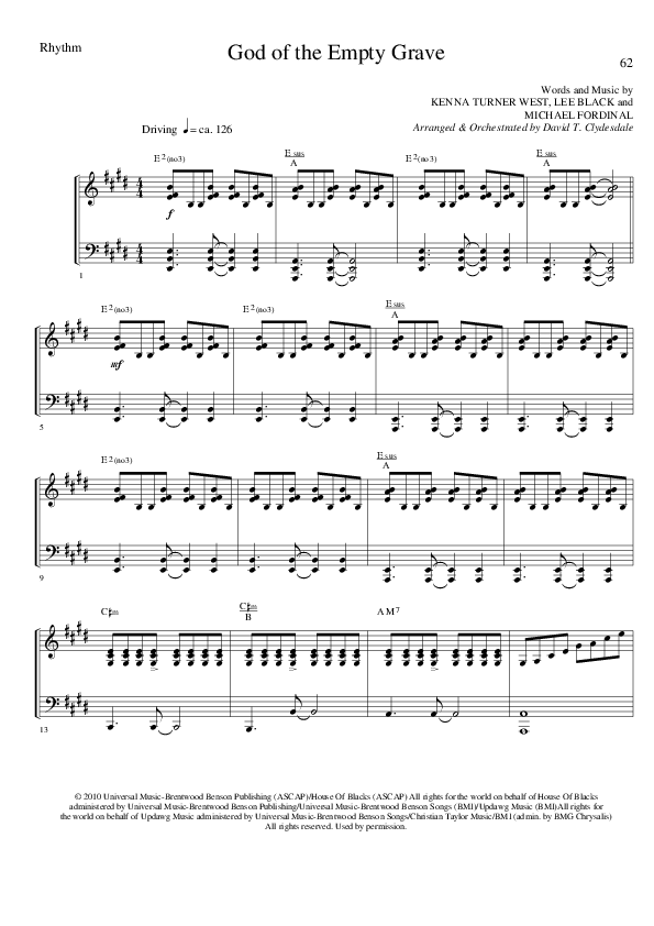 God of the Empty Grave (Choral Anthem SATB) Rhythm Chart (Lillenas Choral / Arr. David Clydesdale)