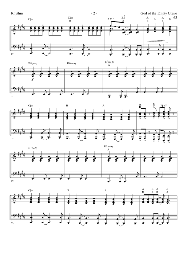 God of the Empty Grave (Choral Anthem SATB) Rhythm Chart (Lillenas Choral / Arr. David Clydesdale)