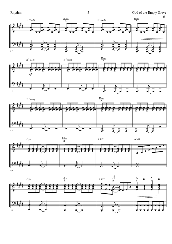 God of the Empty Grave (Choral Anthem SATB) Rhythm Chart (Lillenas Choral / Arr. David Clydesdale)