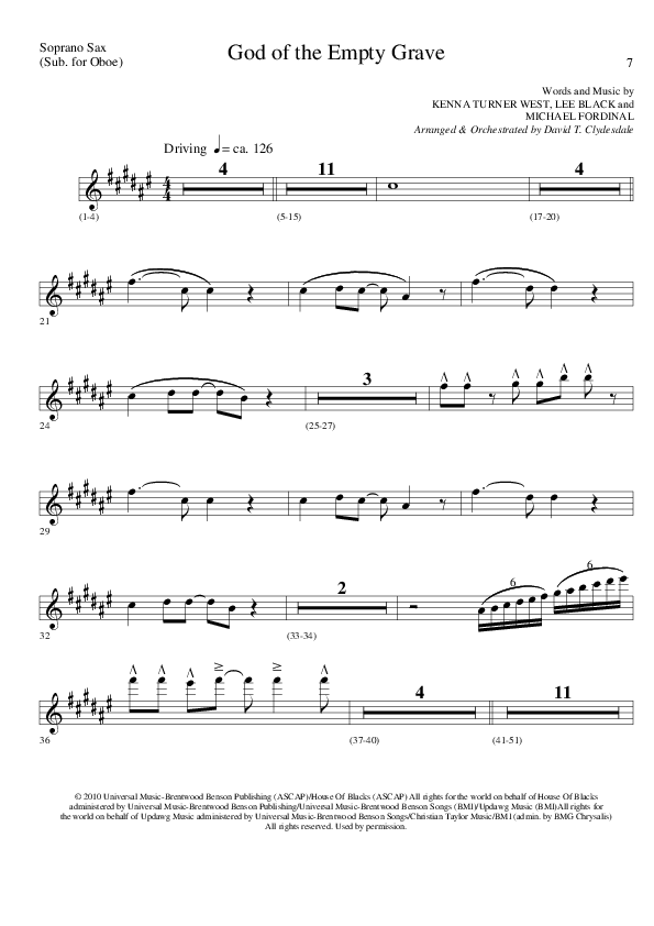 God of the Empty Grave (Choral Anthem SATB) Soprano Sax (Lillenas Choral / Arr. David Clydesdale)