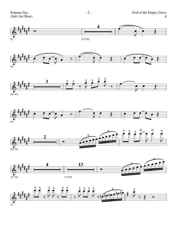 God of the Empty Grave (Choral Anthem SATB) Soprano Sax (Lillenas Choral / Arr. David Clydesdale)