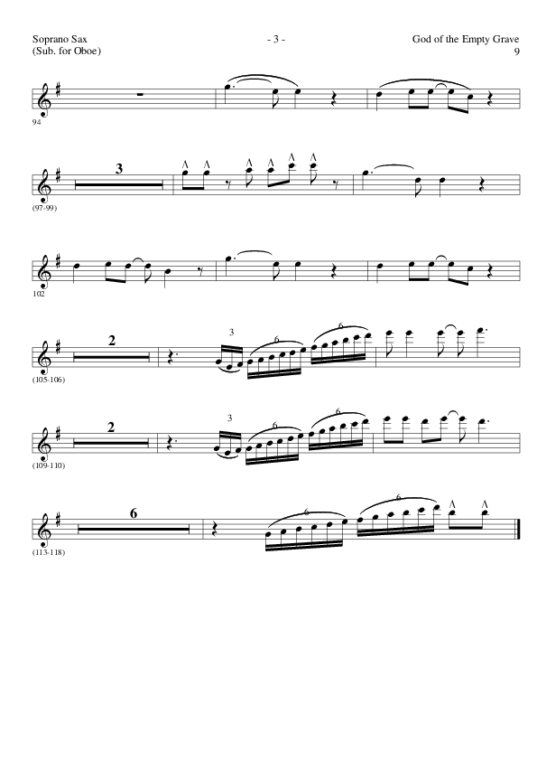 God of the Empty Grave (Choral Anthem SATB) Soprano Sax (Lillenas Choral / Arr. David Clydesdale)