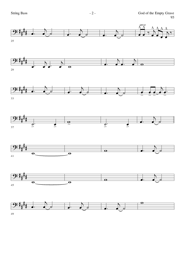 God of the Empty Grave (Choral Anthem SATB) String Bass (Lillenas Choral / Arr. David Clydesdale)