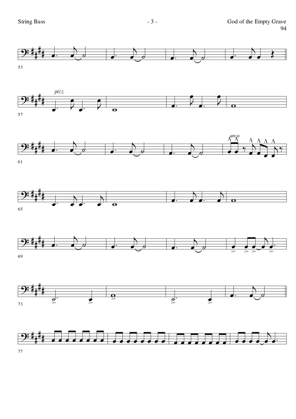 God of the Empty Grave (Choral Anthem SATB) String Bass (Lillenas Choral / Arr. David Clydesdale)