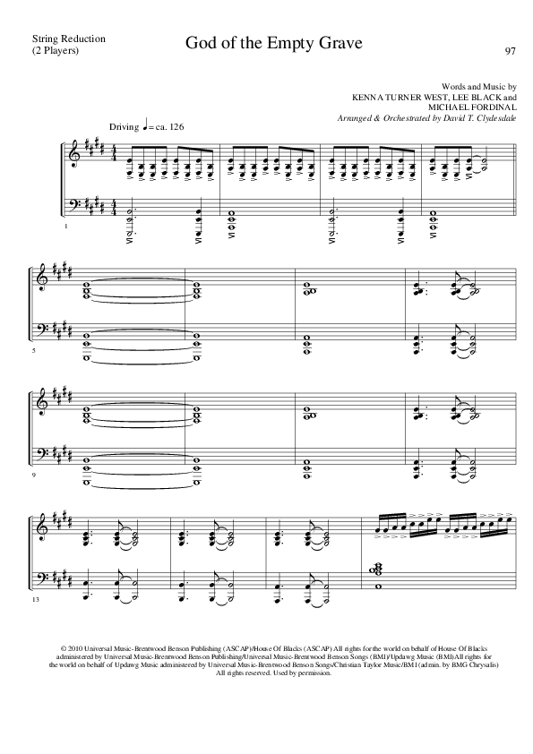 God of the Empty Grave (Choral Anthem SATB) String Reduction (Lillenas Choral / Arr. David Clydesdale)