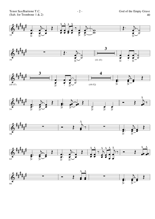 God of the Empty Grave (Choral Anthem SATB) Tenor Sax/Baritone T.C. (Lillenas Choral / Arr. David Clydesdale)