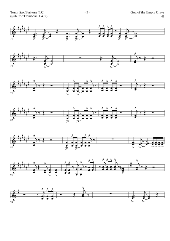 God of the Empty Grave (Choral Anthem SATB) Tenor Sax/Baritone T.C. (Lillenas Choral / Arr. David Clydesdale)