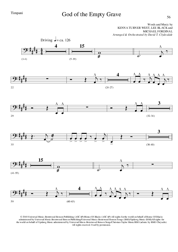 God of the Empty Grave (Choral Anthem SATB) Timpani (Lillenas Choral / Arr. David Clydesdale)