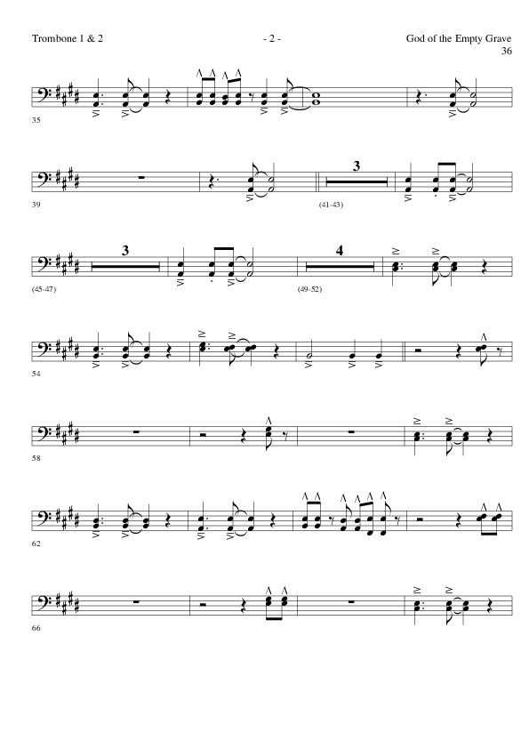God of the Empty Grave (Choral Anthem SATB) Trombone 1/2 (Lillenas Choral / Arr. David Clydesdale)