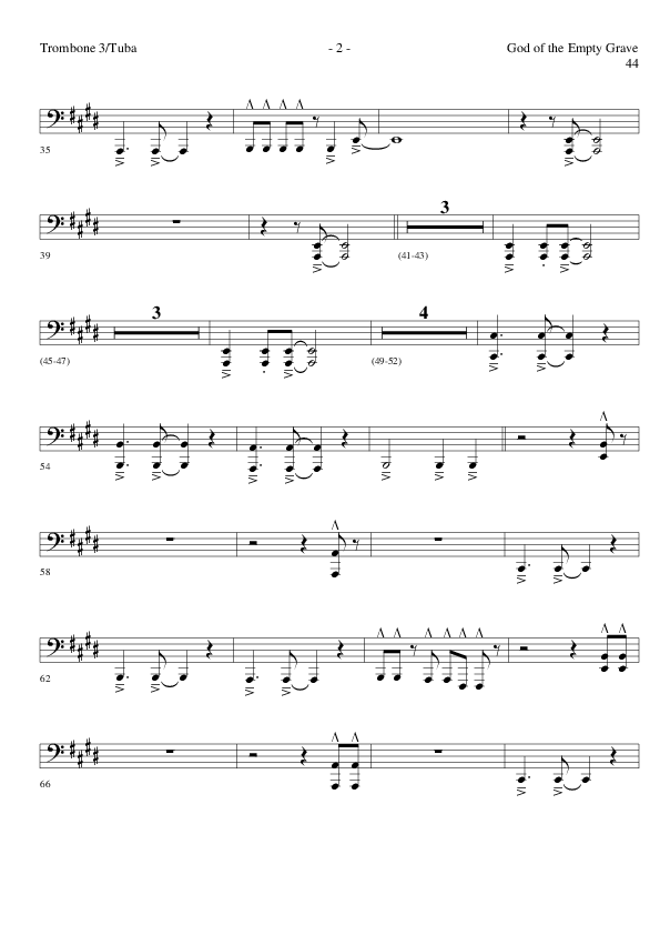 God of the Empty Grave (Choral Anthem SATB) Trombone 3/Tuba (Lillenas Choral / Arr. David Clydesdale)