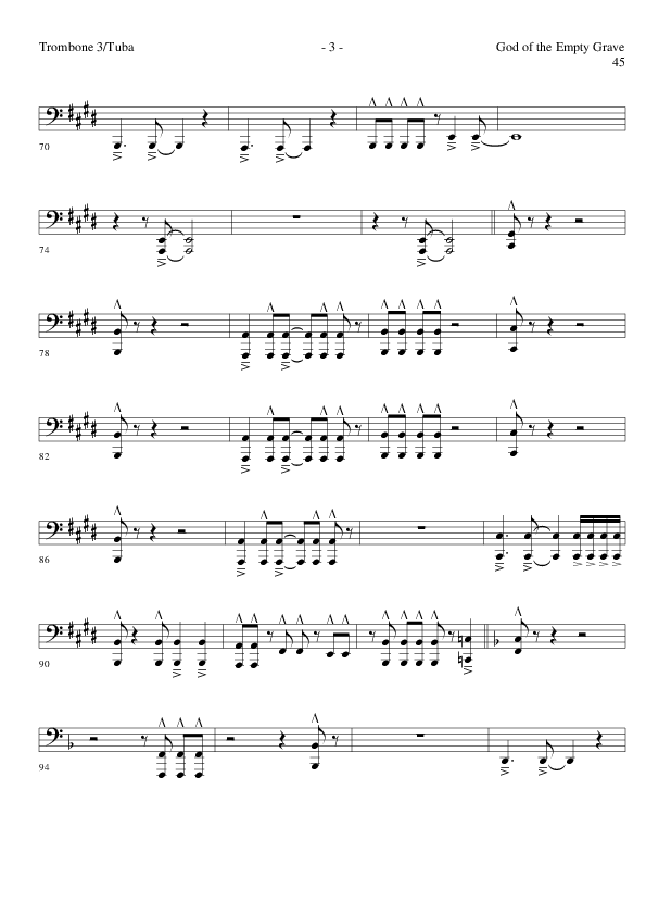 God of the Empty Grave (Choral Anthem SATB) Trombone 3/Tuba (Lillenas Choral / Arr. David Clydesdale)