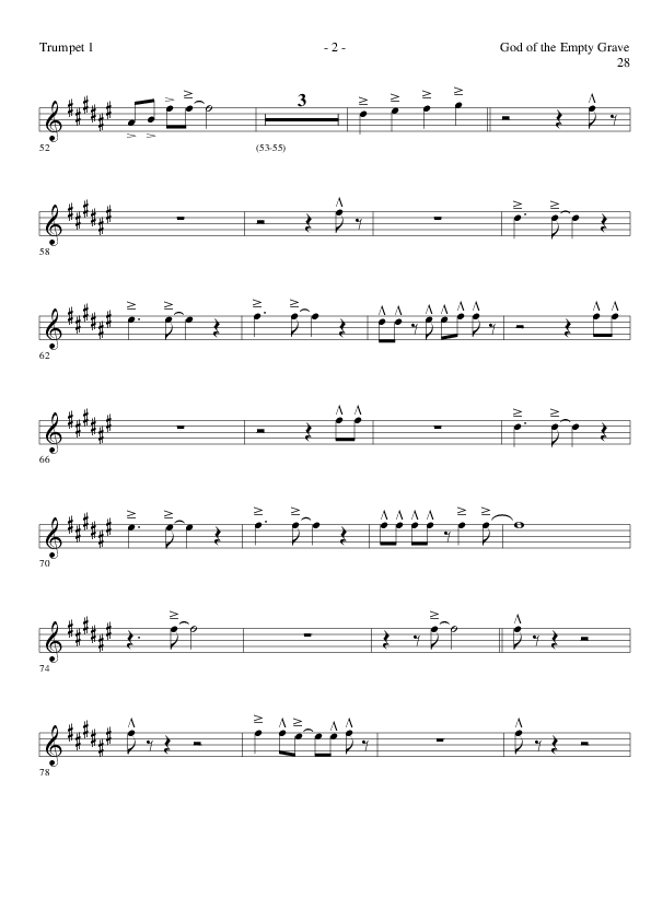 God of the Empty Grave (Choral Anthem SATB) Trumpet 1 (Lillenas Choral / Arr. David Clydesdale)