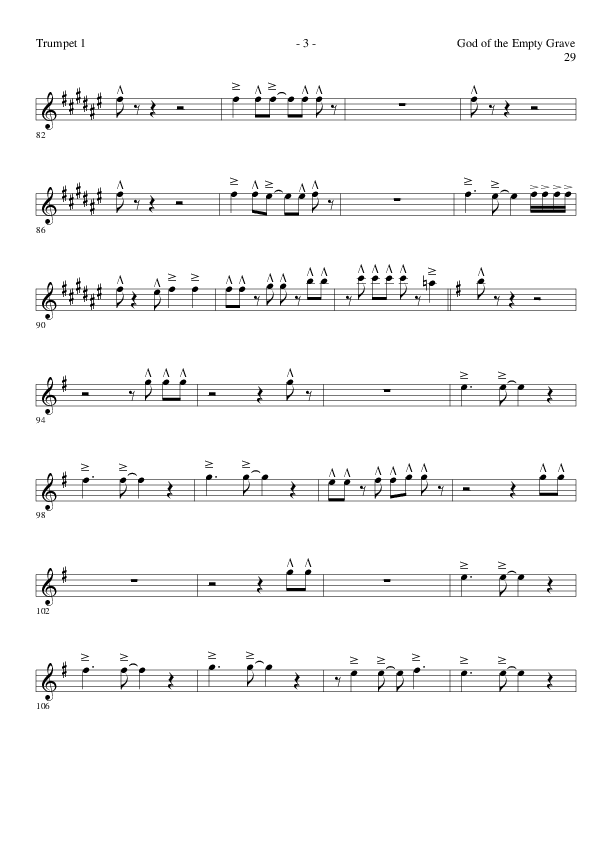 God of the Empty Grave (Choral Anthem SATB) Trumpet 1 (Lillenas Choral / Arr. David Clydesdale)