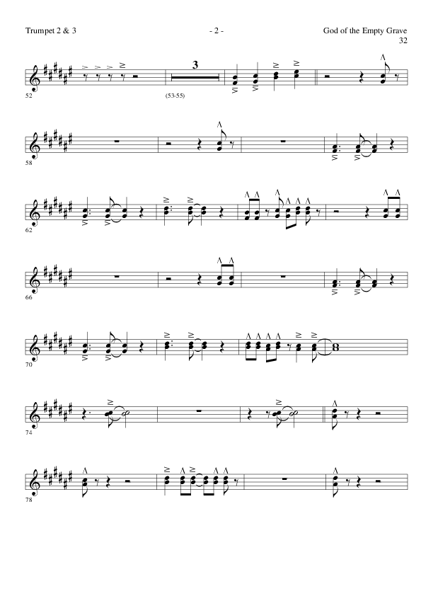 God of the Empty Grave (Choral Anthem SATB) Trumpet 2/3 (Lillenas Choral / Arr. David Clydesdale)