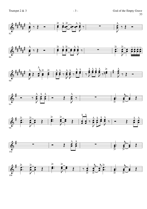 God of the Empty Grave (Choral Anthem SATB) Trumpet 2/3 (Lillenas Choral / Arr. David Clydesdale)