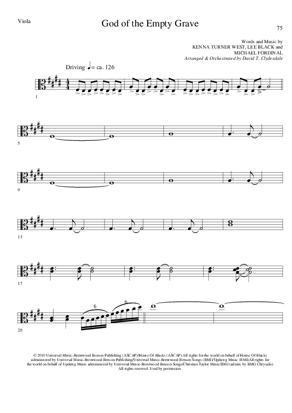 God of the Empty Grave (Choral Anthem SATB) Viola (Lillenas Choral / Arr. David Clydesdale)