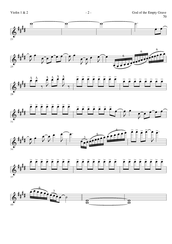 God of the Empty Grave (Choral Anthem SATB) Violin 1/2 (Lillenas Choral / Arr. David Clydesdale)