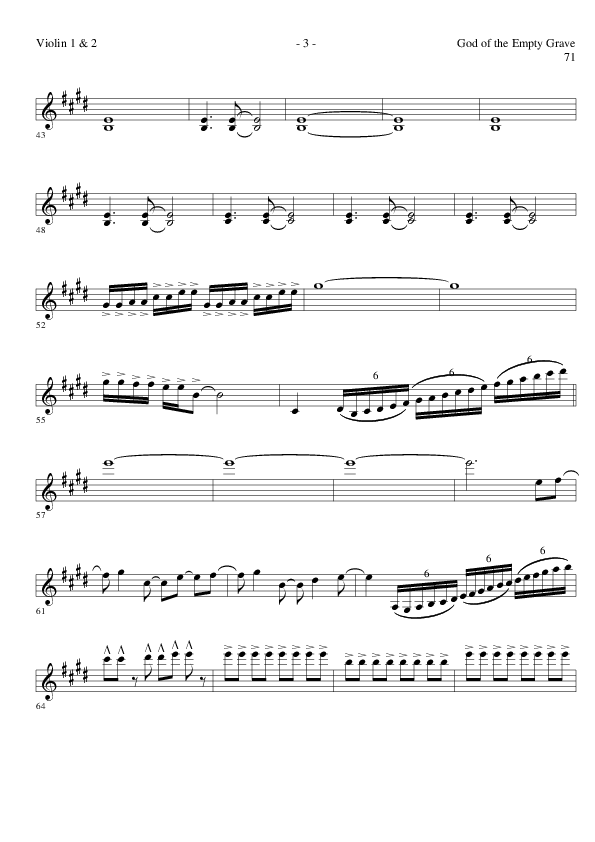 God of the Empty Grave (Choral Anthem SATB) Violin 1/2 (Lillenas Choral / Arr. David Clydesdale)