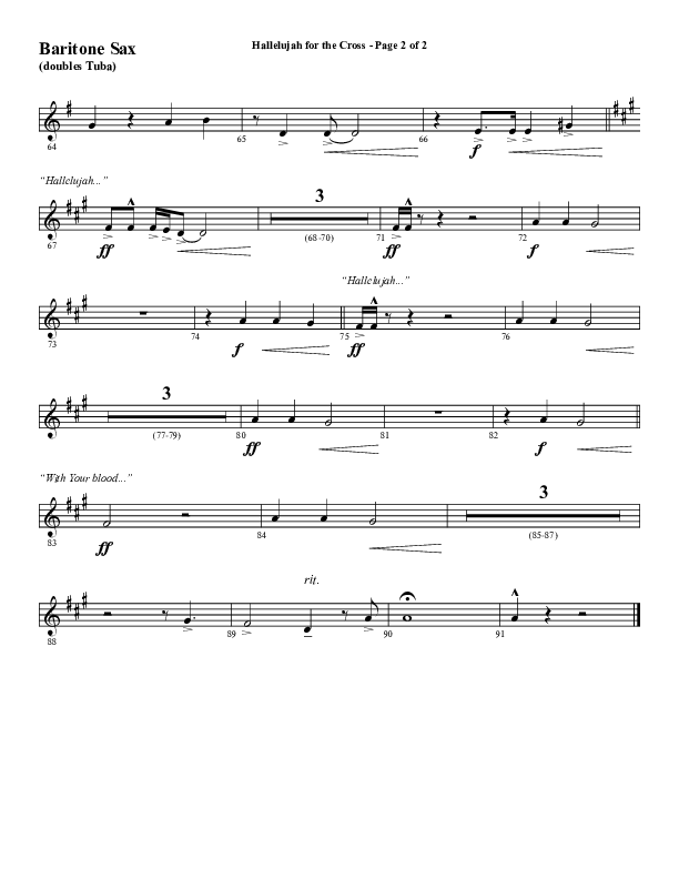 Hallelujah For The Cross (Choral Anthem SATB) Bari Sax (Lillenas Choral / Arr. Richard Kingsmore)