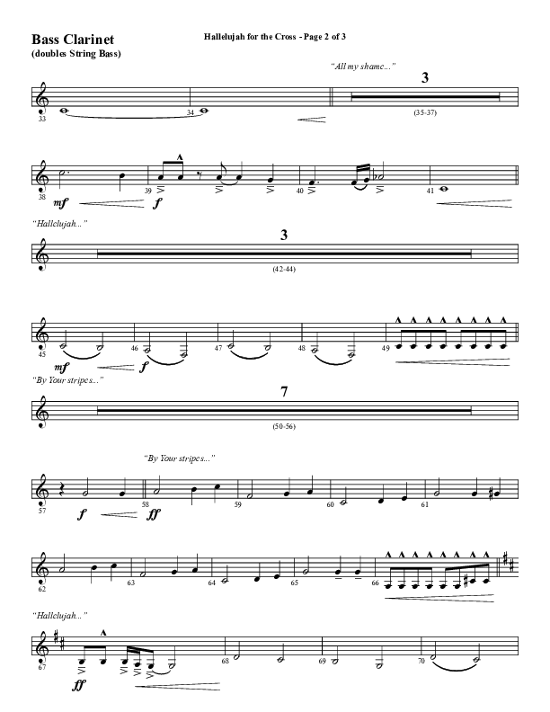 Hallelujah For The Cross (Choral Anthem SATB) Bass Clarinet (Lillenas Choral / Arr. Richard Kingsmore)