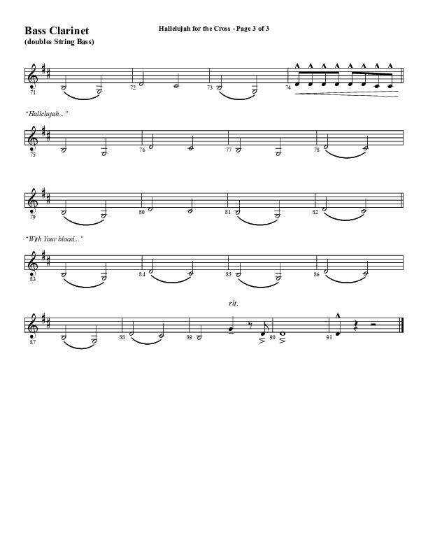 Hallelujah For The Cross (Choral Anthem SATB) Bass Clarinet (Lillenas Choral / Arr. Richard Kingsmore)