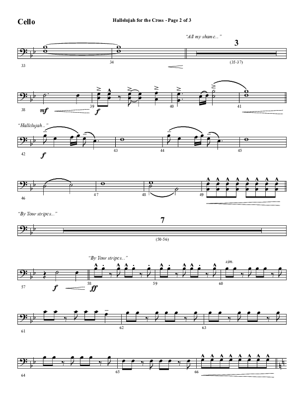 Hallelujah For The Cross (Choral Anthem SATB) Cello (Lillenas Choral / Arr. Richard Kingsmore)
