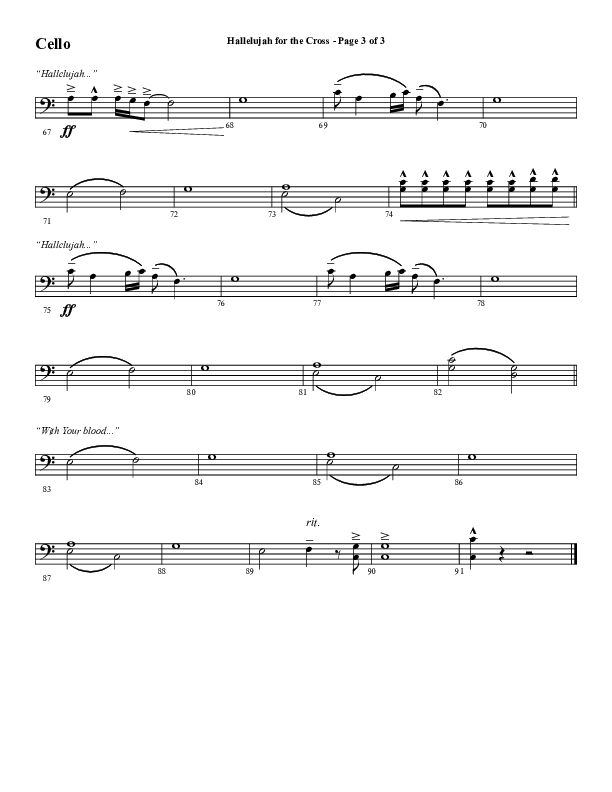 Hallelujah For The Cross (Choral Anthem SATB) Cello (Lillenas Choral / Arr. Richard Kingsmore)
