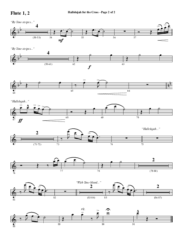 Hallelujah For The Cross (Choral Anthem SATB) Flute 1/2 (Lillenas Choral / Arr. Richard Kingsmore)
