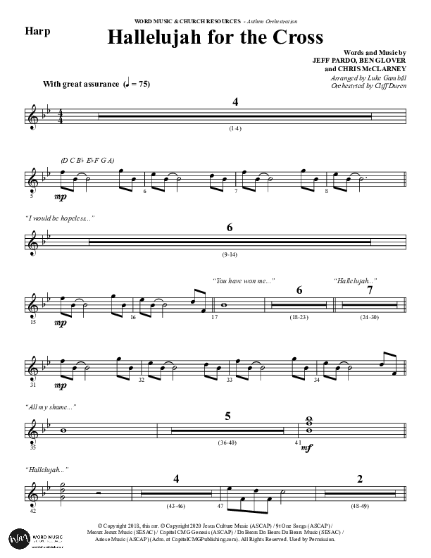 Hallelujah For The Cross (Choral Anthem SATB) Harp (Lillenas Choral / Arr. Richard Kingsmore)