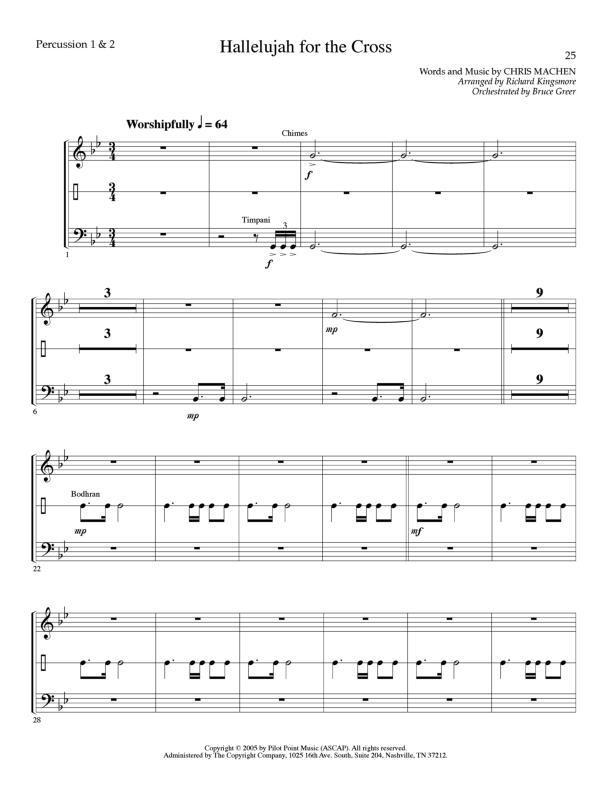 Hallelujah For The Cross (Choral Anthem SATB) Percussion 1/2 (Lillenas Choral / Arr. Richard Kingsmore)
