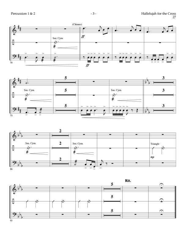 Hallelujah For The Cross (Choral Anthem SATB) Percussion 1/2 (Lillenas Choral / Arr. Richard Kingsmore)