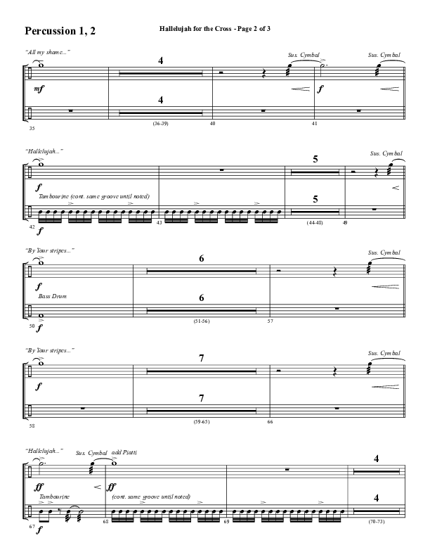 Hallelujah For The Cross (Choral Anthem SATB) Percussion (Lillenas Choral / Arr. Richard Kingsmore)