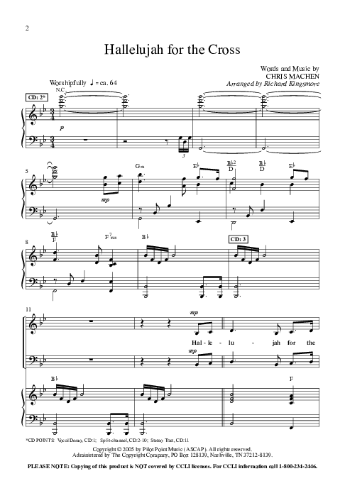 Hallelujah For The Cross (Choral Anthem SATB) Anthem (SATB/Piano) (Lillenas Choral / Arr. Richard Kingsmore)