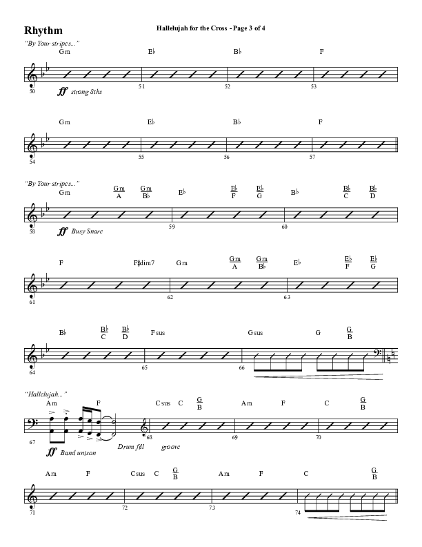 Hallelujah For The Cross (Choral Anthem SATB) Rhythm Chart (Lillenas Choral / Arr. Richard Kingsmore)