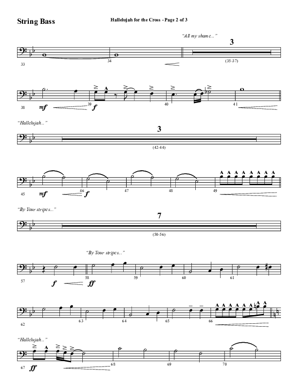 Hallelujah For The Cross (Choral Anthem SATB) String Bass (Lillenas Choral / Arr. Richard Kingsmore)
