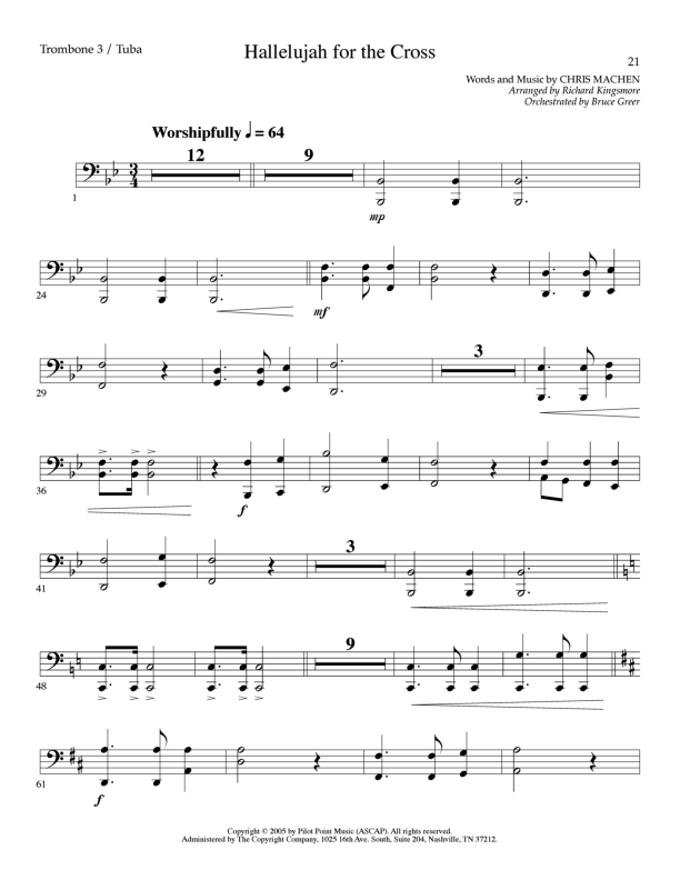 Hallelujah For The Cross (Choral Anthem SATB) Trombone 3/Tuba (Lillenas Choral / Arr. Richard Kingsmore)