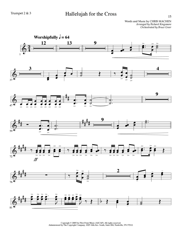 Hallelujah For The Cross (Choral Anthem SATB) Trumpet 2/3 (Lillenas Choral / Arr. Richard Kingsmore)