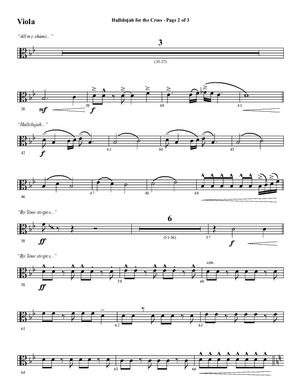 Hallelujah For The Cross (Choral Anthem SATB) Viola (Lillenas Choral / Arr. Richard Kingsmore)