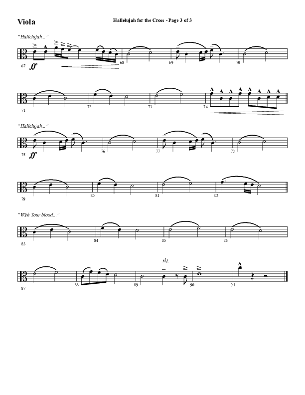 Hallelujah For The Cross (Choral Anthem SATB) Viola (Lillenas Choral / Arr. Richard Kingsmore)