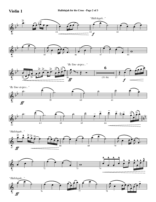 Hallelujah For The Cross (Choral Anthem SATB) Violin 1 (Lillenas Choral / Arr. Richard Kingsmore)
